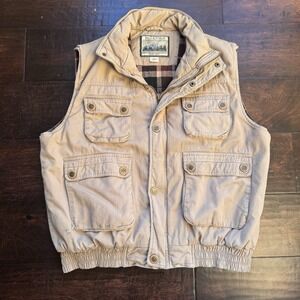 Vintage Field & Stream Vest Mens Large Brown Fishing Pockets Hike Utility Cargo